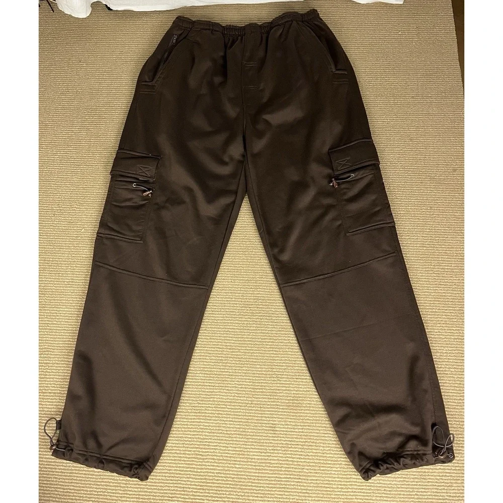 Vintage‎ 90's Raw Blue Cargo Sweatpants Brown Polyester Men's 2XL